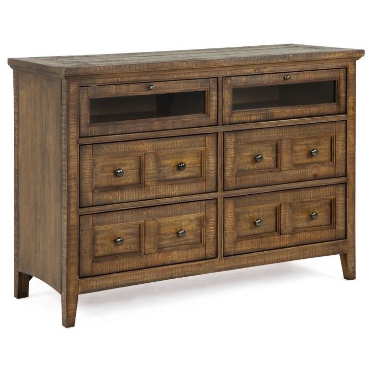 Magnussen Home Bay Creek Bedroom Traditional Media Chest with Two Glass